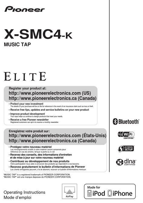 pioneer x smc4 k elite music tap repair manual PDF