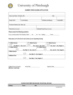 pitt housing application