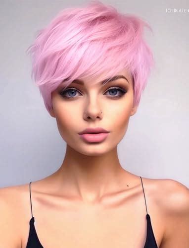 pixie cut pink wig