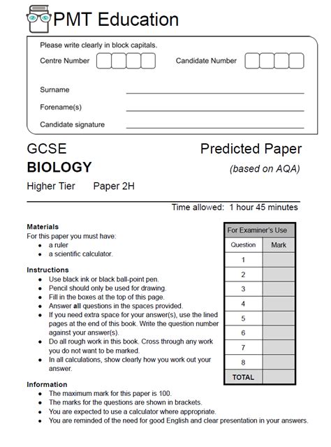 pixl predicted gcse paper PDF