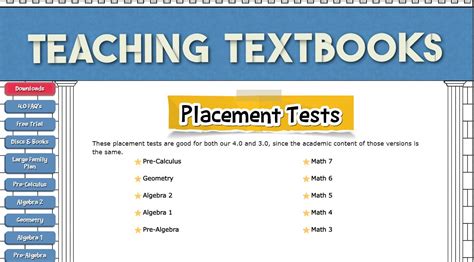 placement test for teaching textbooks