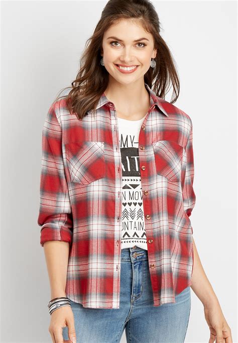 plaid red shirt womens