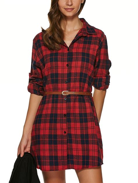 plaid womens shirt dress