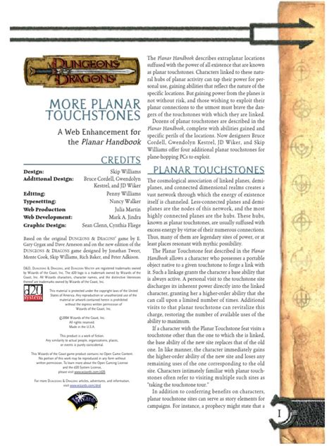 Planar Touchstone Catalogues Of Enlightenment