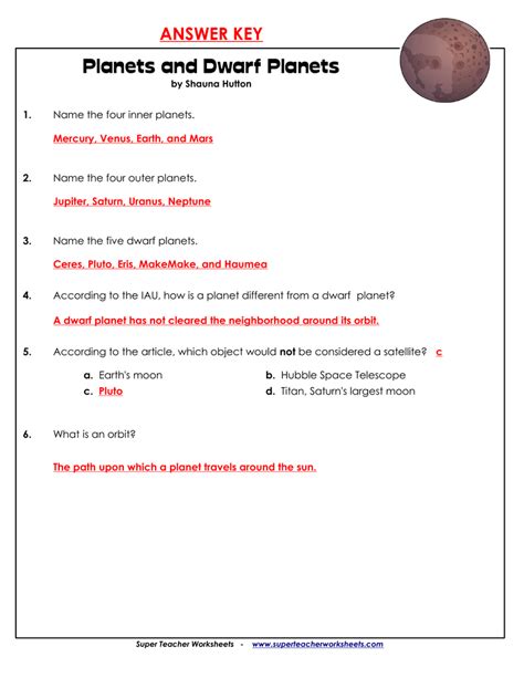planets and dwarf planets super teacher worksheets PDF