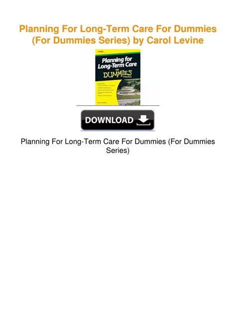 planning for long term care for dummies PDF