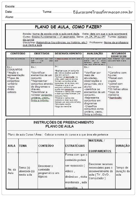 plano de aula para ensino fundamental