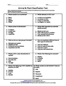 plant classification test study guide PDF