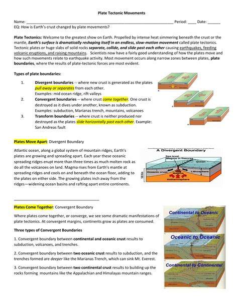 plate tectonics worksheet with answers Kindle Editon