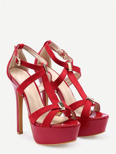 platform red high heels