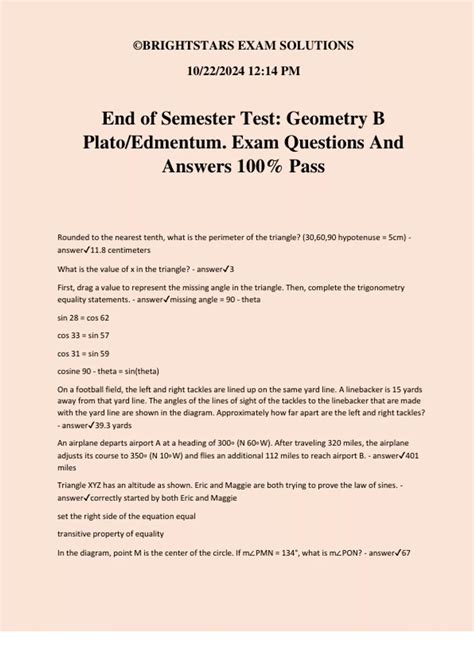 plato geometry end of semester test answers Doc