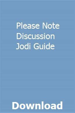 please note discussion jodi guide Kindle Editon