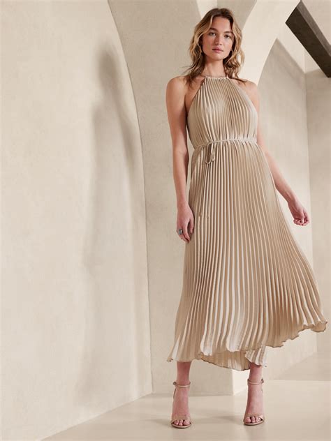 pleated halter dress