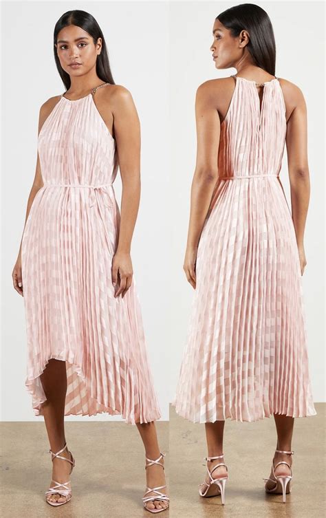 pleated wedding guest dress