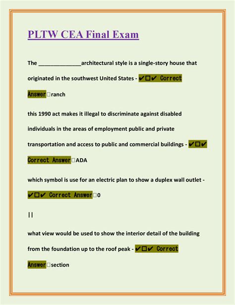pltw cea study guide Reader