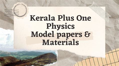 plus one physics model question paper kerala PDF