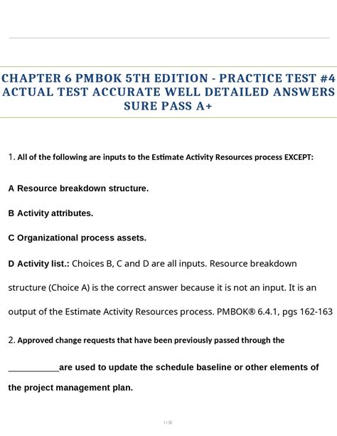 pmp 5th edition practice test Doc