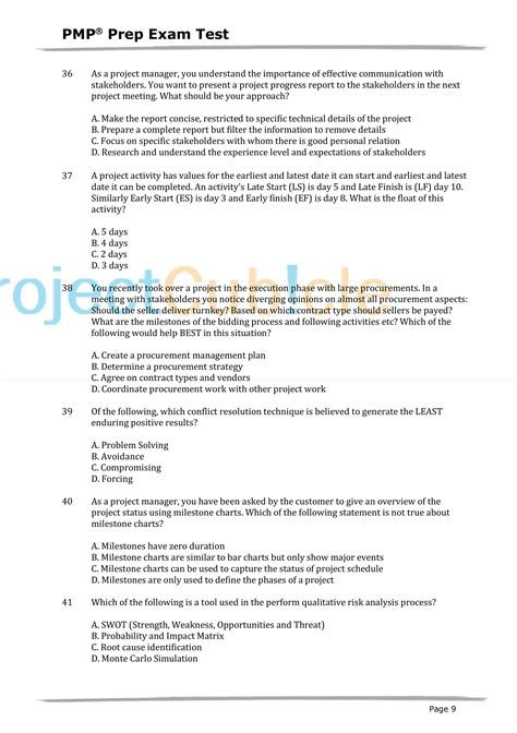 pmp fifth edition test questions Epub