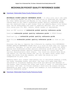 pocket quality reference guide Reader