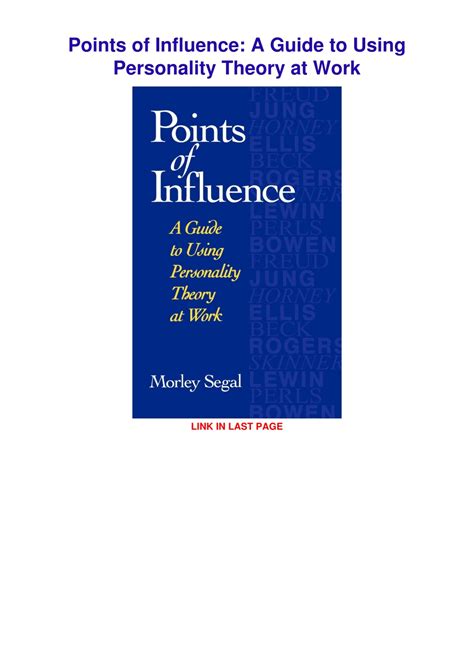 points of influence a guide to using personality theory at work Kindle Editon