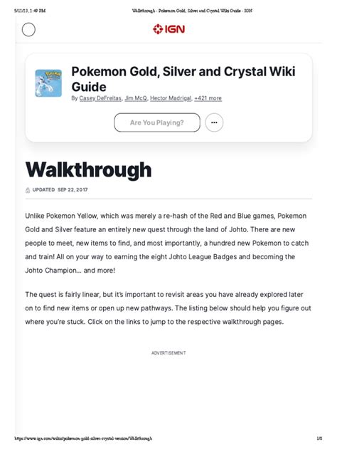 Pokemon Gold Silver Walkthrough