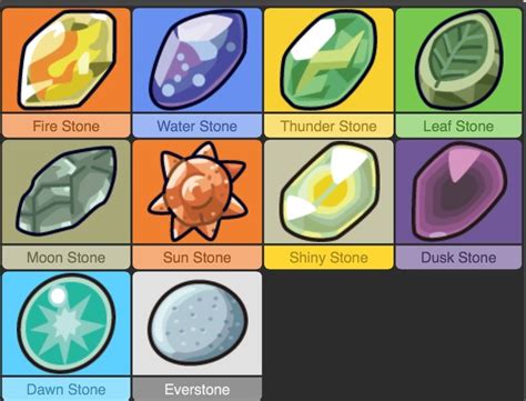 pokemon who evolve with stones