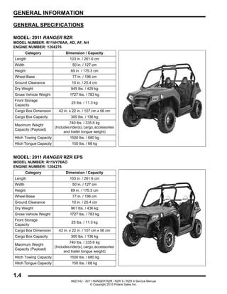 polaris rzr service manual 2011 Kindle Editon