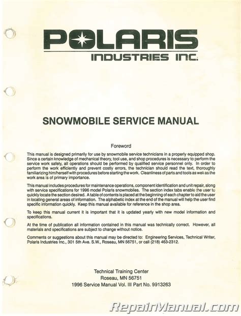 polaris snowmobile owners manual Kindle Editon