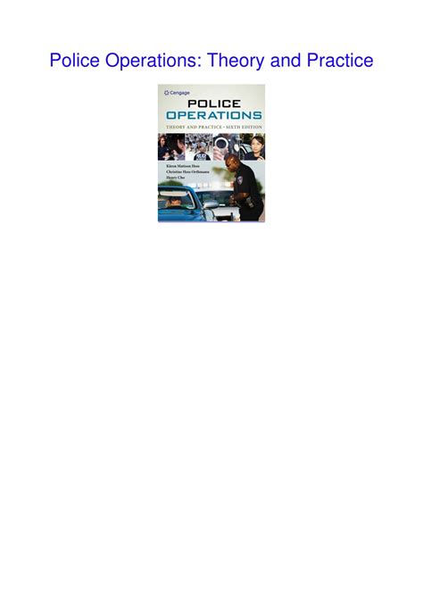 police operations theory and practice Kindle Editon