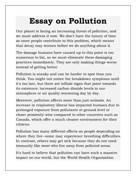 pollution essay in 250 words Reader