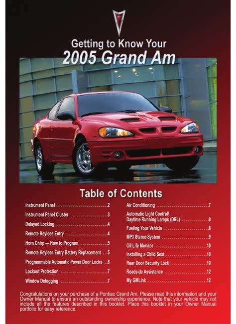 pontiac grand am 2005 manual Epub