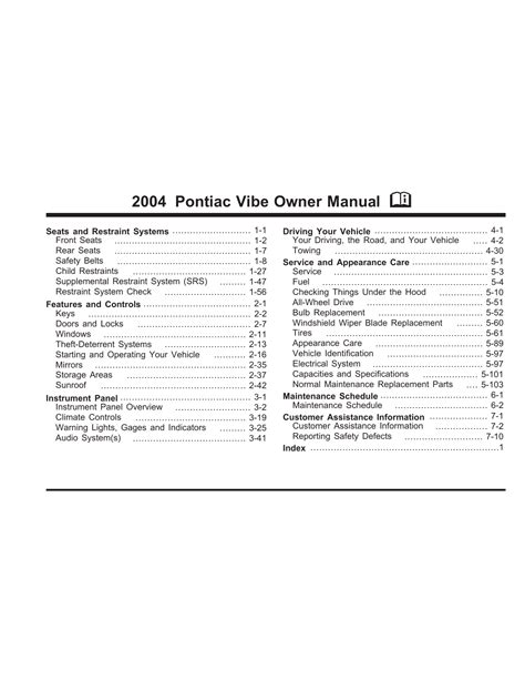 pontiac vibe owner manual Reader
