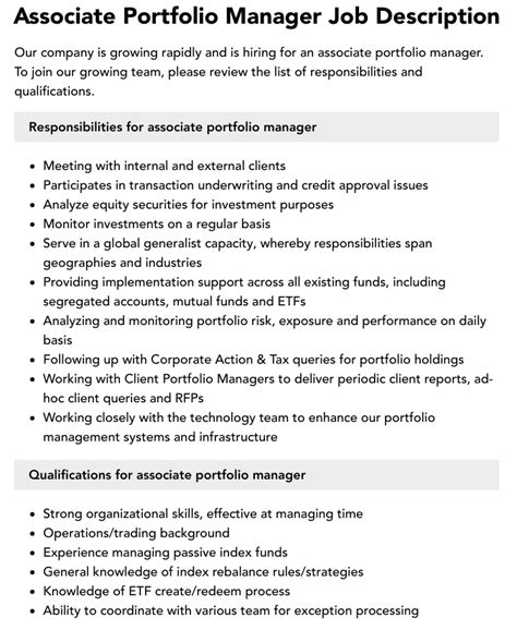 portfolio manager jobs