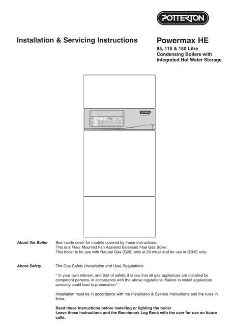 potterton powermaxhe installation manual service manual user guide PDF