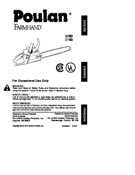 poulan 2150 manual PDF