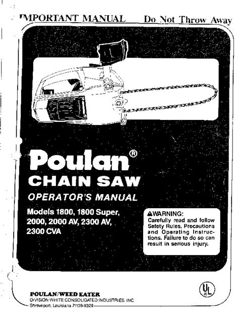 poulan 2300 cva manual PDF