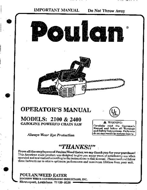 poulan chainsaw owners manual Kindle Editon