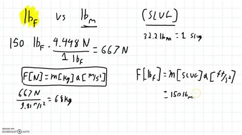 pounds mass to pounds force