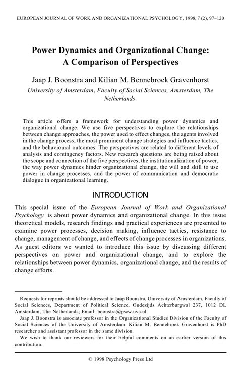 power dynamics and organizational change power dynamics and organizational change Doc