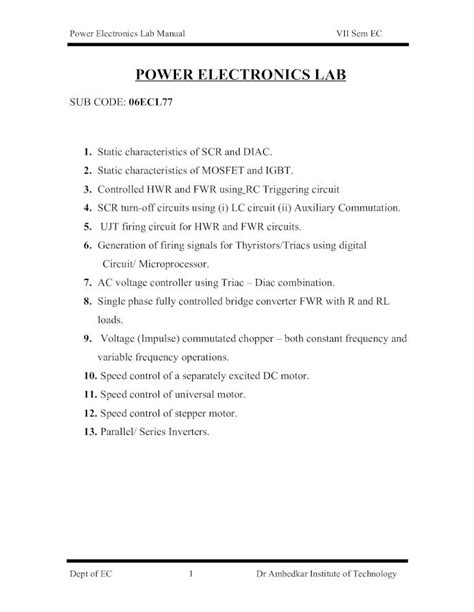 power electronics lab manual vtu pdf Kindle Editon