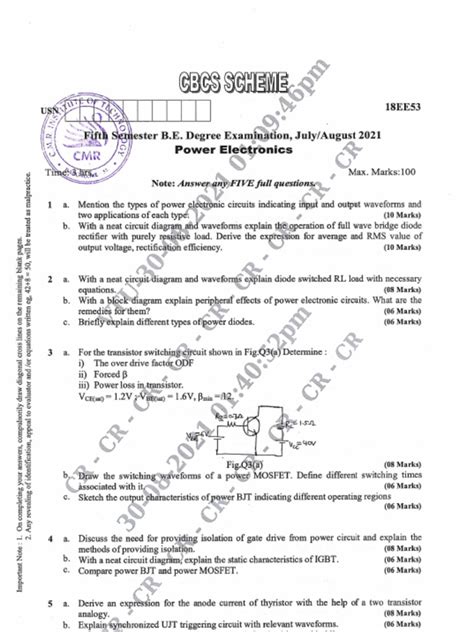 power electronics vtu question papers PDF