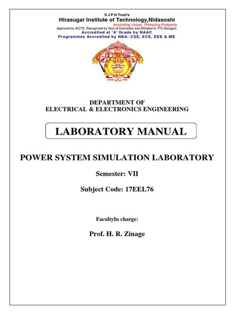 power system simulation lab manual vtu Kindle Editon