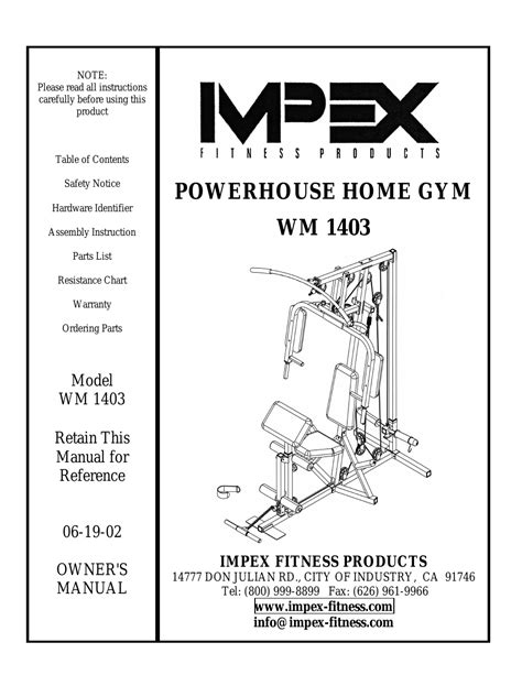 powerhouse fitness mpex manual PDF