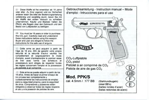 ppk walther co2 user manual PDF