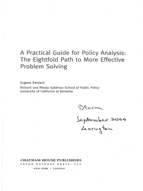 practical guide for policy analysis 3rd edition pdf PDF