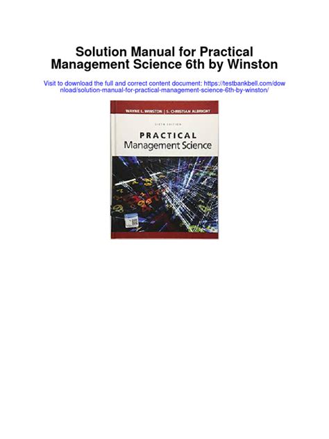 practical management science solutions manual pdf Kindle Editon