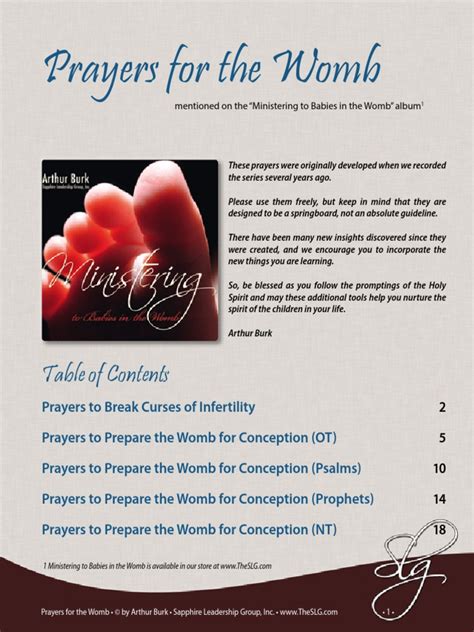 prayers for the womb sapphire leadership group pdf Kindle Editon