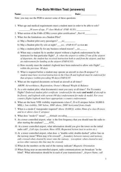 pre_solo_written_test_answers_mk_aerospace Ebook Kindle Editon