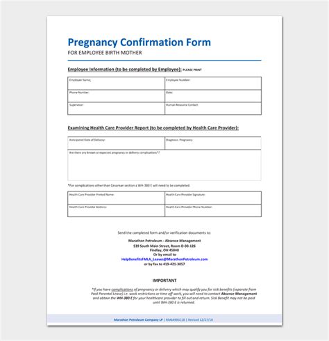 pregnancy confirmation form Ebook Doc