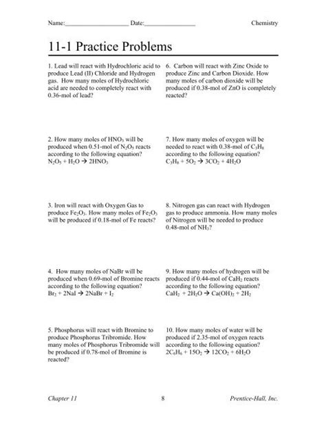 prentice hall chemistry 11 2 practice problems answers Doc